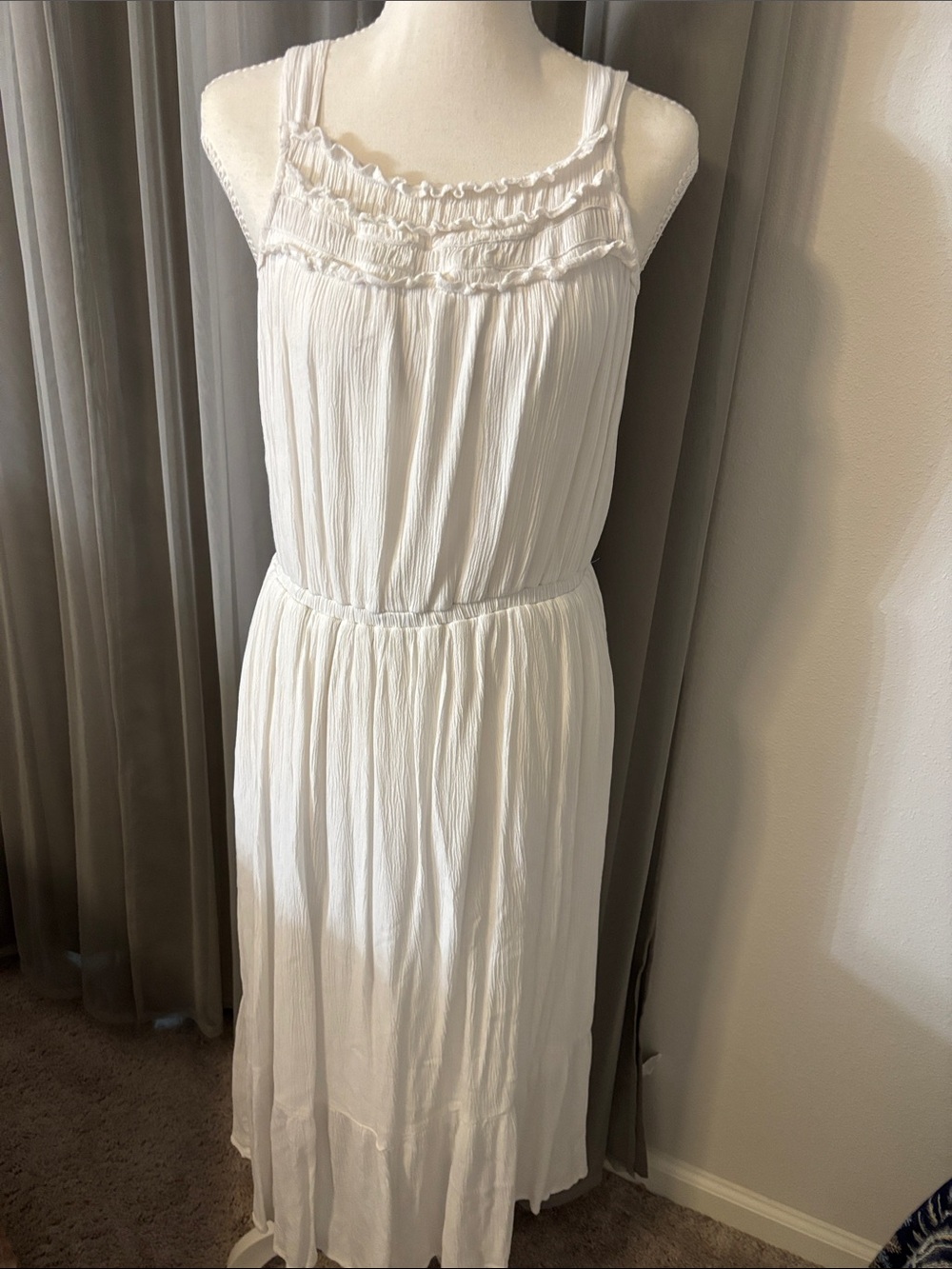 Maurices White Ruffled Sleeveless Maxi Dress